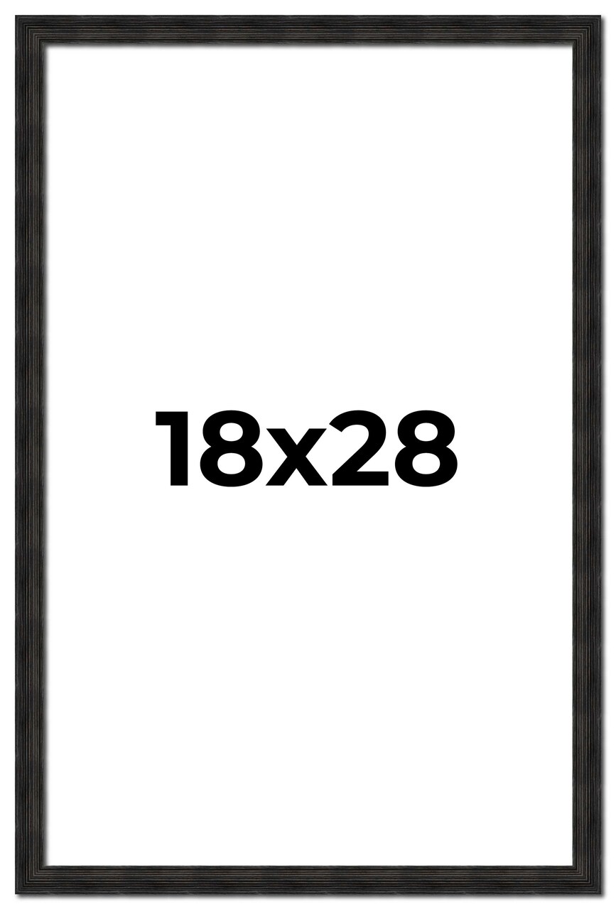 18x28 Thin Barnwood Picture Frame with UV-Resistant Acrylic & Acid Free Backing, Available in 2 Paint Finishes - Grey and Black